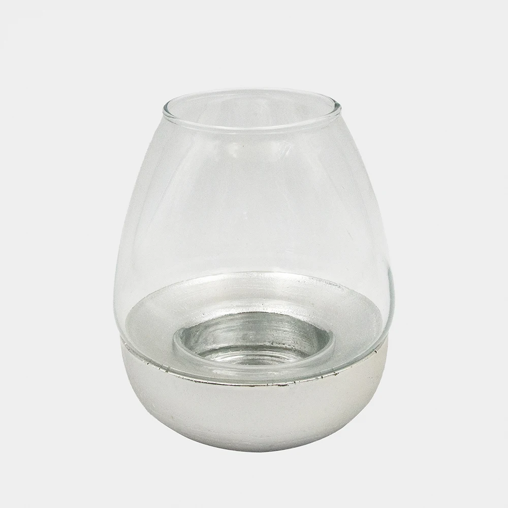 OEM ODM Customized Unique Glass Vase Metal Bottom Candle Holder Decorative Gifts Tealight