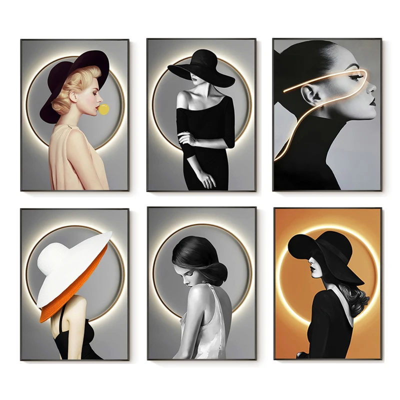 Women Portrait Illuminated Light Dimming Painting Led Frame Lamp New Arrival Art Picture Decorative Piece With Adjustable Light