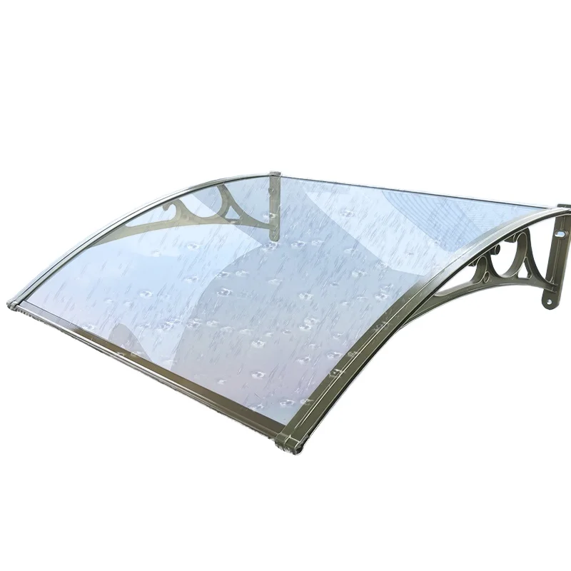 All-Season Impact-Resistant Polycarbonate Canopy Frame White Plastic Outdoor Awning Window Terrace Manual Operation for Pavilion