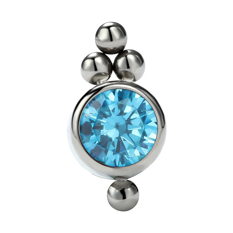 Giometal Threaded Titanium Internally Threaded Beaded Bezel Clear CZ End Piercing Earrings Body Jewelry Piercing Attachment