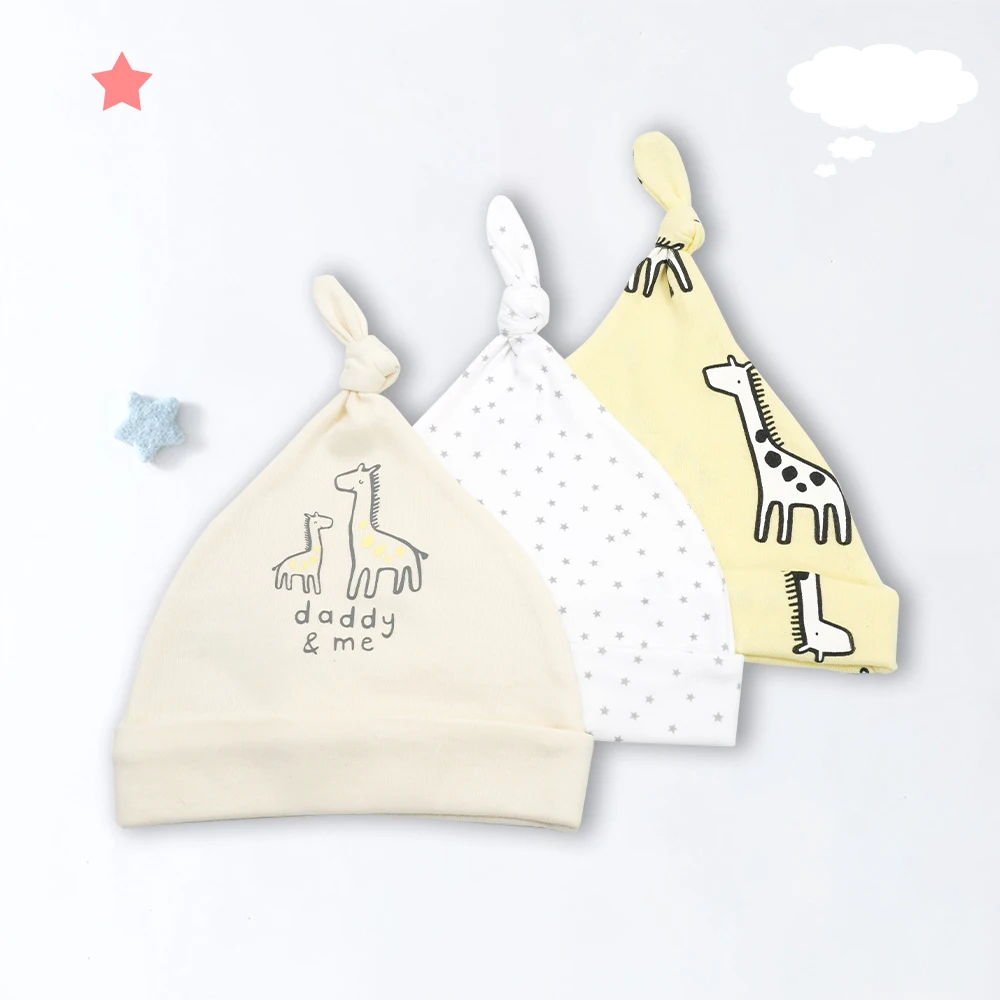 wholesale Newborn Boy and Girl Beanie   Printed Infant  100% Cotton Hats Toddler Bonnet Caps Knit Knotted Baby Hat