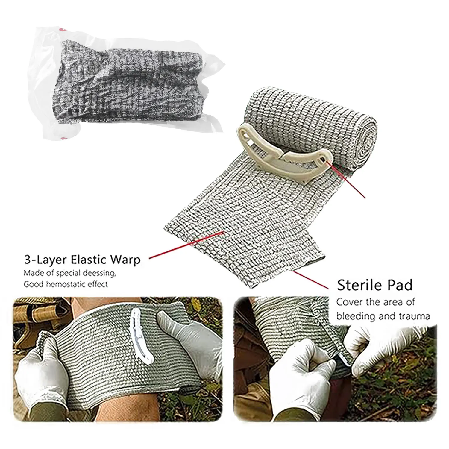 Medical First Aid Tactical Survival Trauma  6 /4 Inch Crepe Emergency Israeli Elastic Bandage in stock