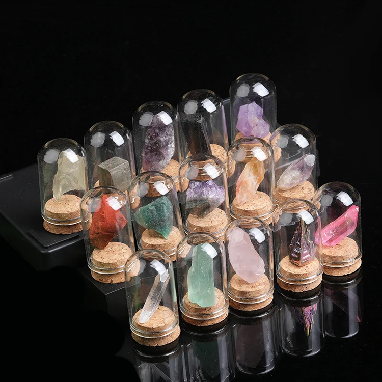 Minerals And Rocks Natural Crystal Wishing Vase Quartz Gemstone Drift Bottle Raw Stone Crystal Mineral Specimen Bottle