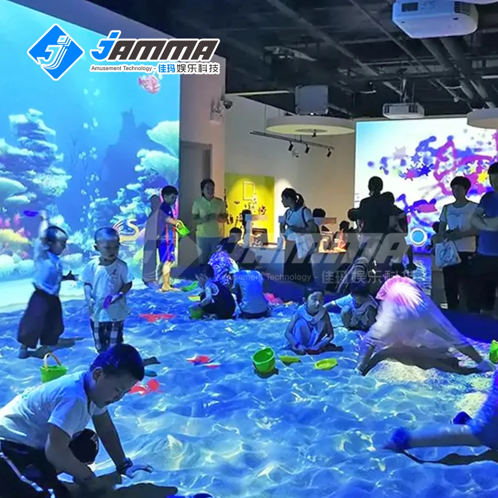 AR Interactive sand beach projection sand pond children sand beach fishing game for shopping mall