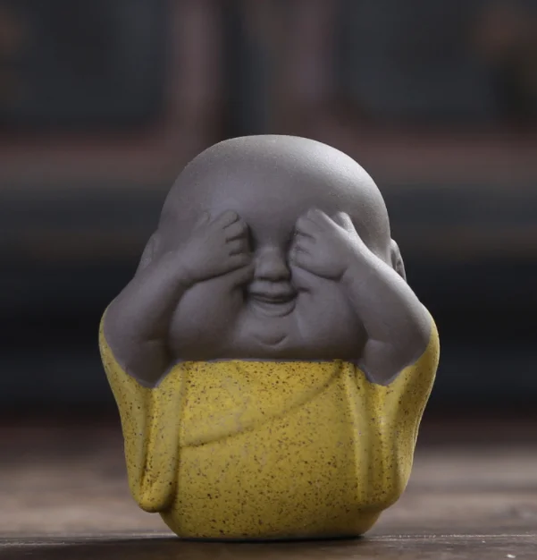 Chinese Pottery ornaments furnishing articles fat clay accessories ceramic little novice monk tea pet young laughing buddha b
