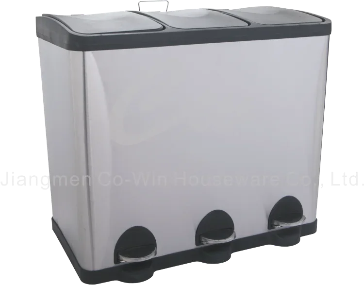 16 Gallon Modern Style Stainless Steel Pedal Bin Waste Bin Trash Bin with Plastic Inner Bucket Rectangular Kitchen Trash Can