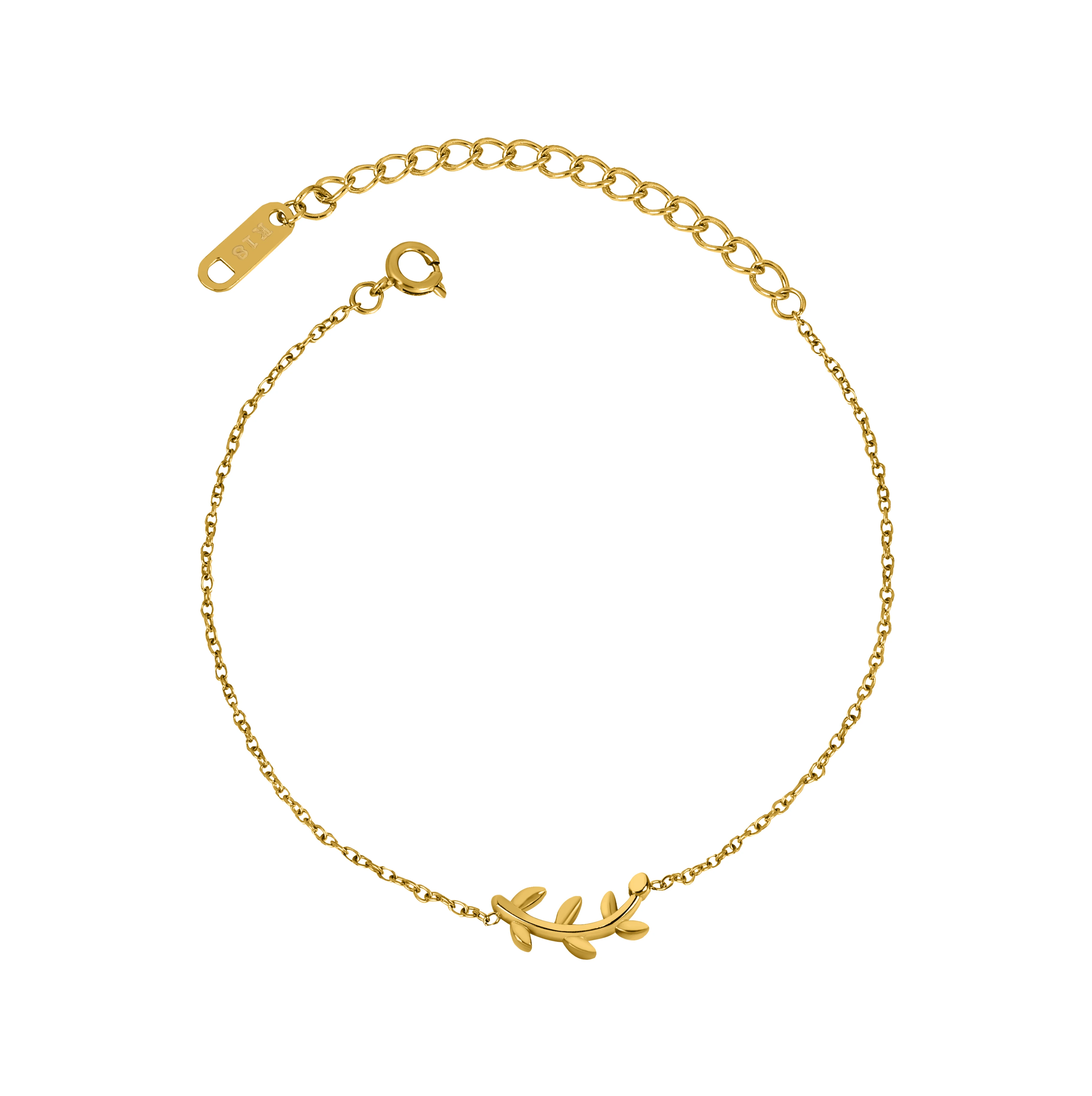 HOVANCI Crystal Zircon Leaf Charm Bracelet Party Gift 18k Gold Plated Jewelry 316L Stainless Steel Bracelet