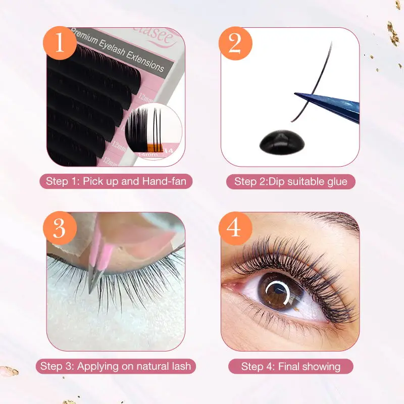 Qeelasee ellipse flat eyelash extensions mink Cashmere Verdor Flat Eyelash Extensions