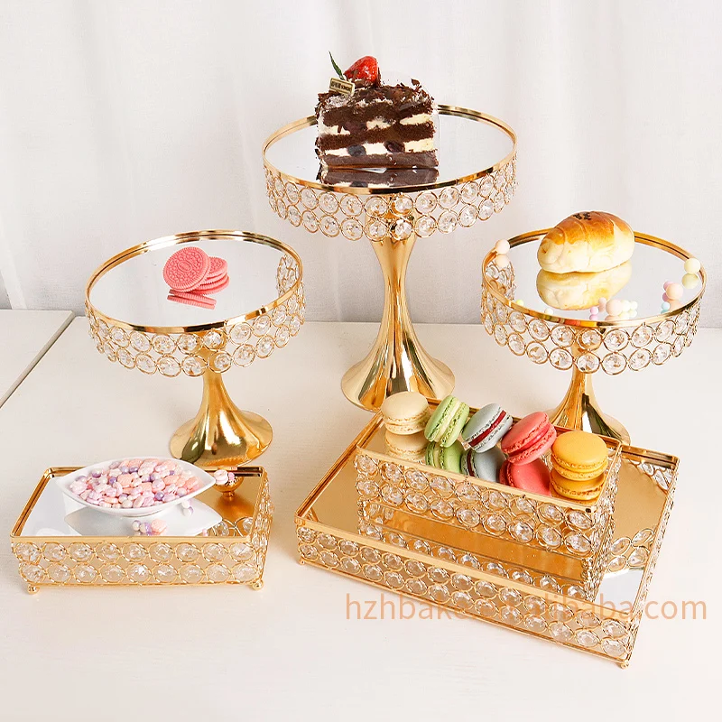 Hot sale 9pcs set gold aluminum alloy wedding decoration supplies dessert table display set wedding cake stand
