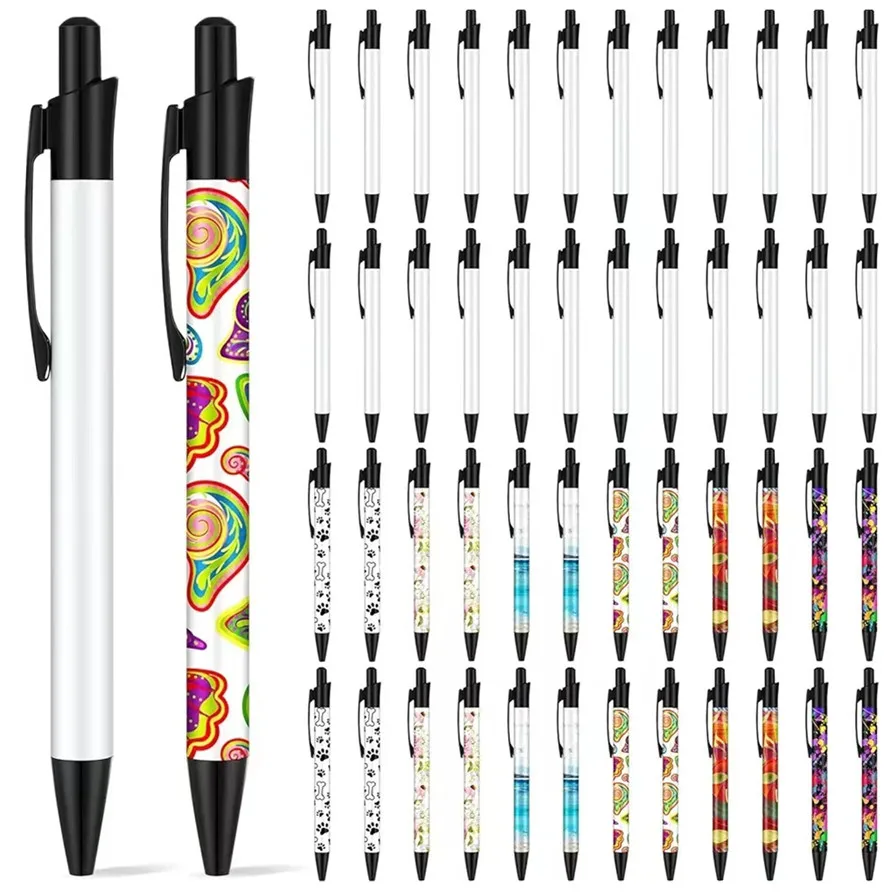 Sublimation Blank Ballpoint Oil Ink Click Silver Metal Gel Pen