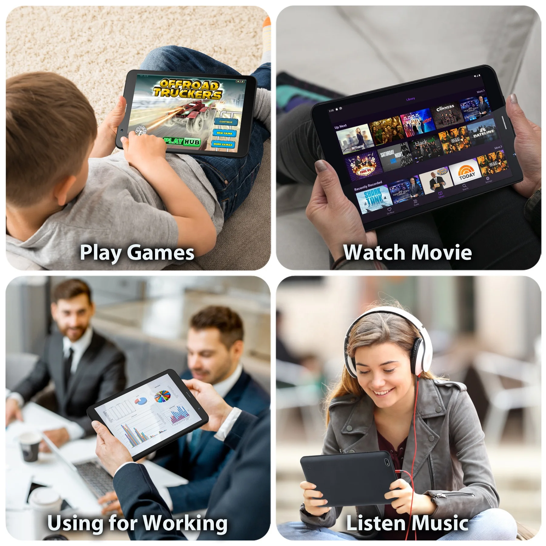 Black color 8inch android tablet pc dual camera wifi 4G for education