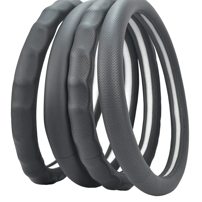 high quality 45cm diameter true genuine cow leather steering wheel cover for truck