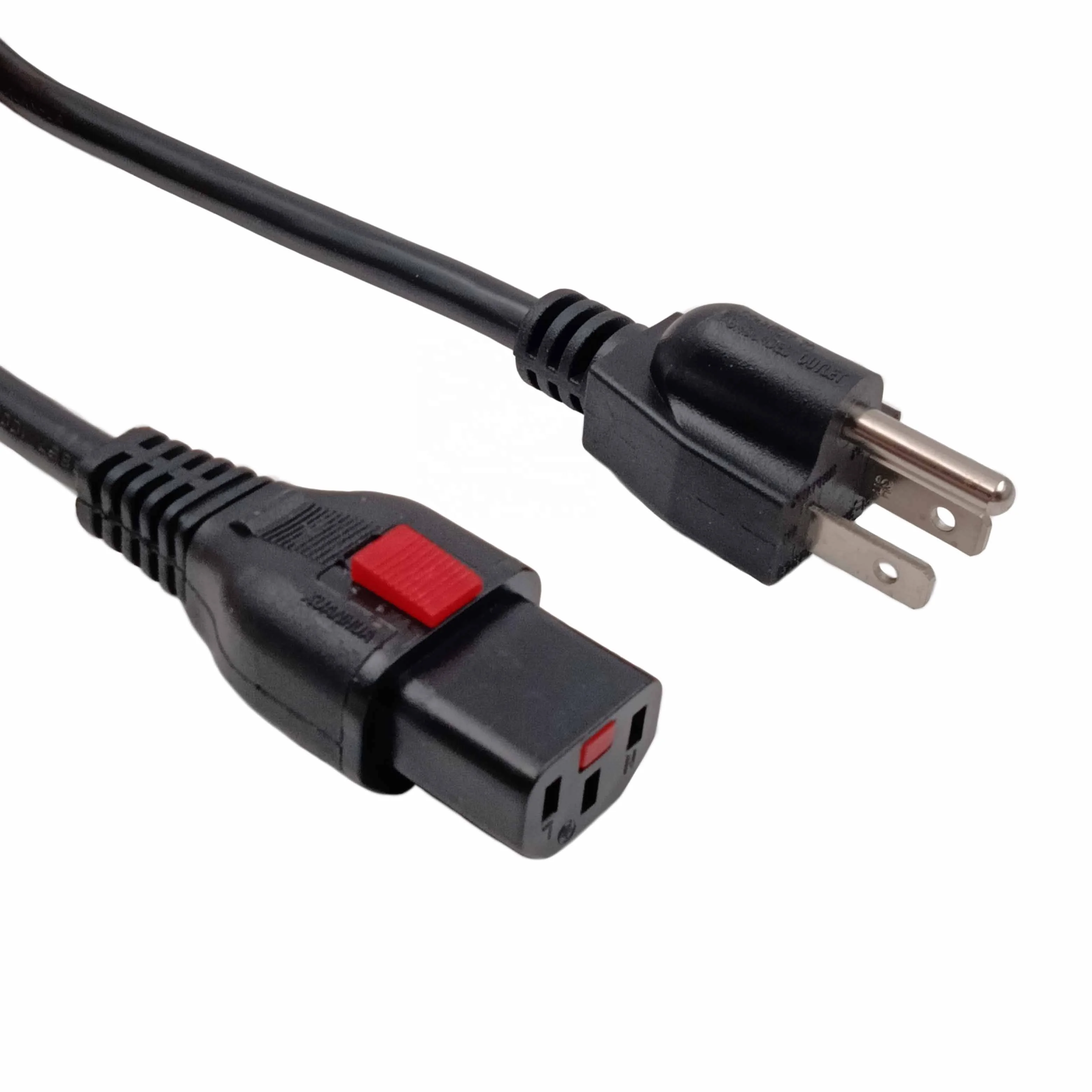 NEMA 5-15P to IEC 60320 Lock C13 US mains Power Cord SJT 18AWG