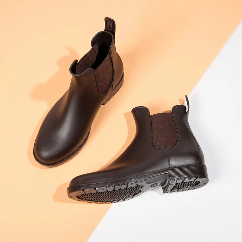 2022 Chelsea ankle Boots Womens Mens Non-Slip Short Wellies Shoes Ankle Rain Waterproof Boots Black