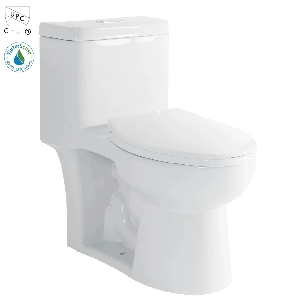 Low Price USA Standard Cupc Sanitary Ware Product Floor Mounted Inodoro Bathroom One Piece Toilet with Pedestal Basin Toilet Set