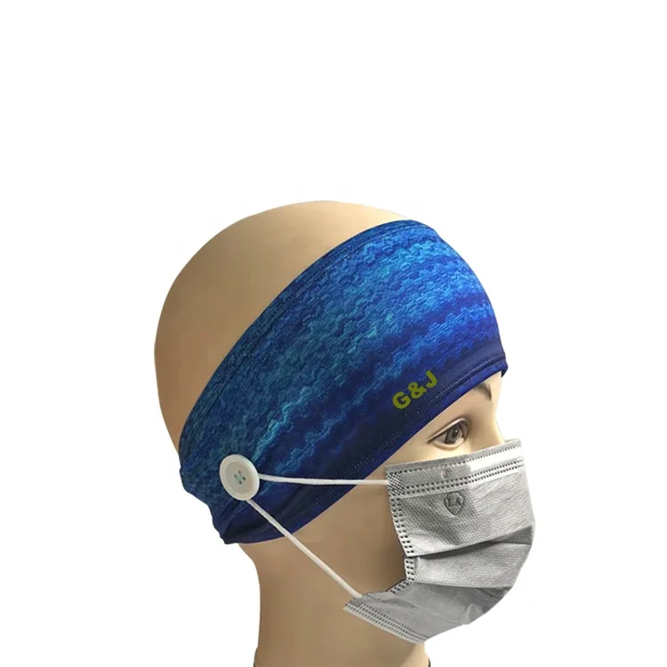 customized elastic sport nurse button hair band headbands protecting ear