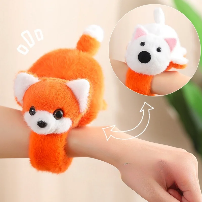 2024 New Custom Plush Toy Plush Forest Animal Hand Clap Bracelet Pat Belt Slap Fox Panda Capybara Raccoon Monkey Bracelet