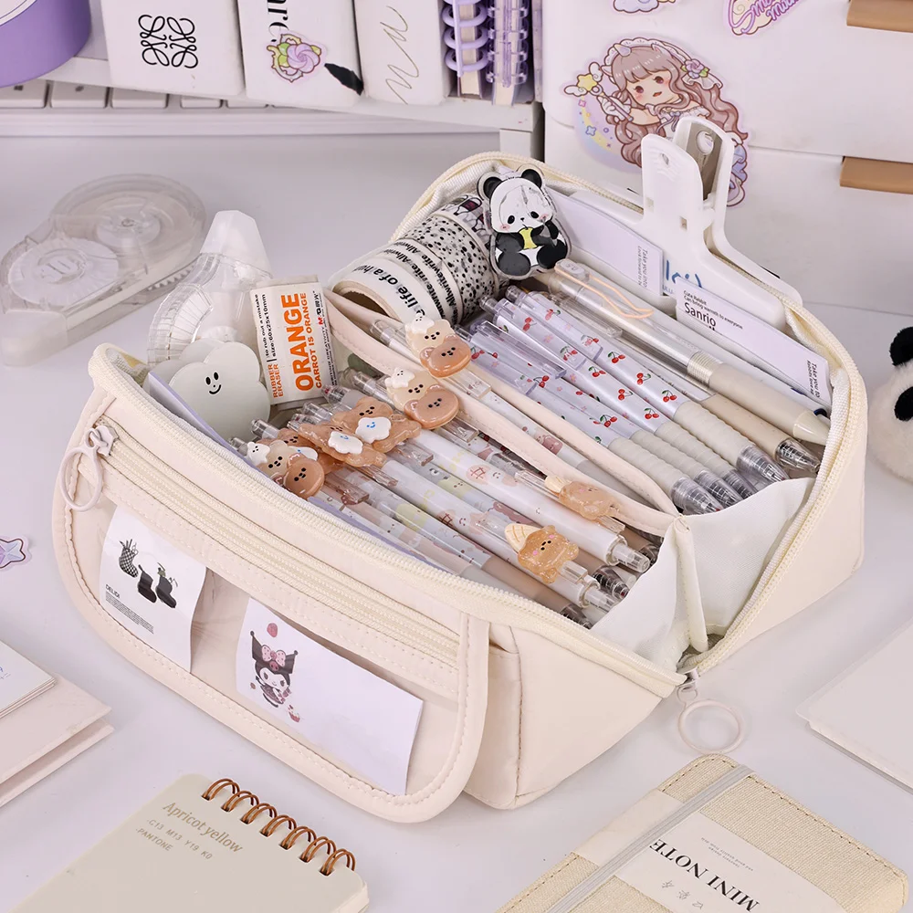 Custom Girls Cute Pencil Case Zipper Large Capacity School Student Pen Bag Polyester Pouch Office Stationery Bag