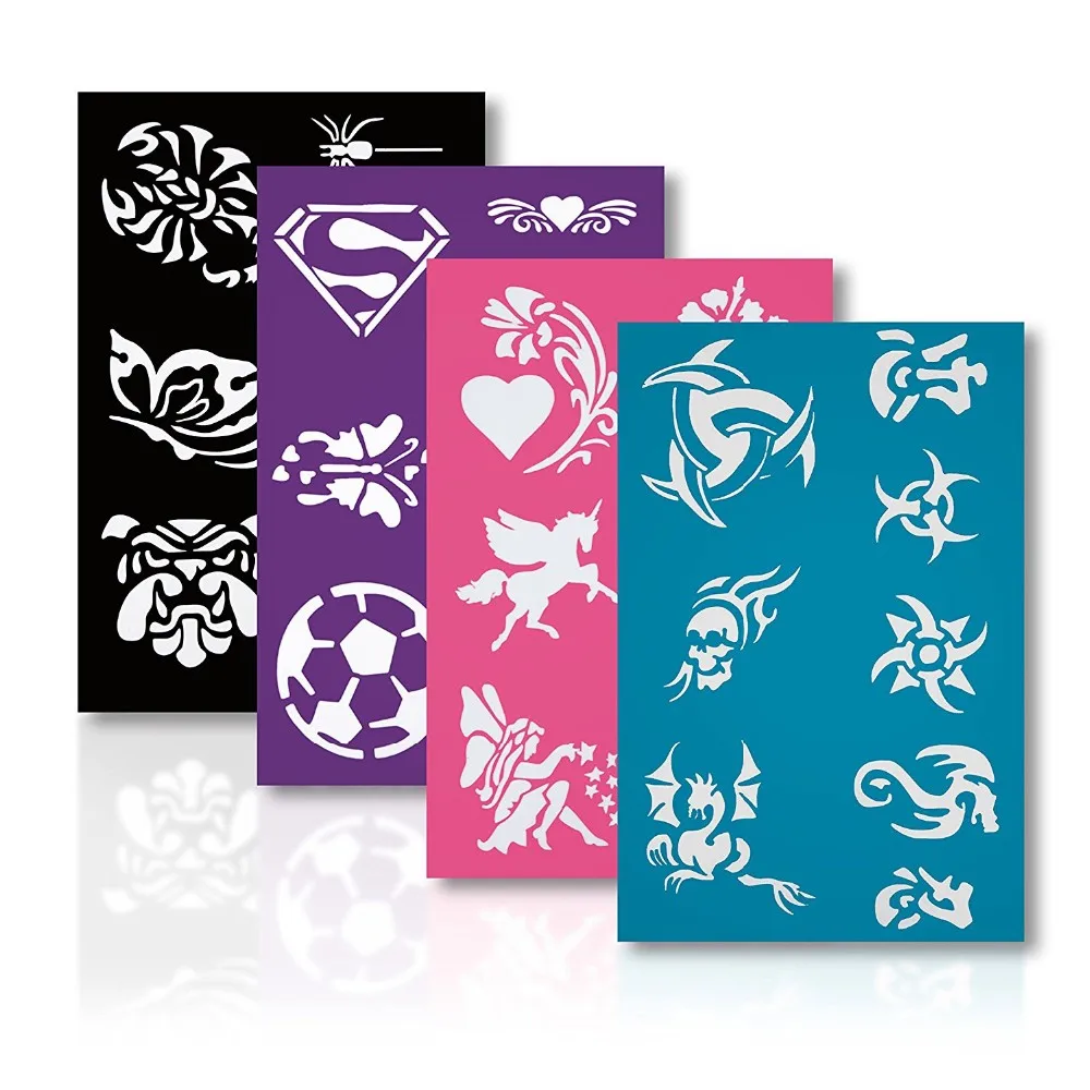 Custom manufacturers children birthday washable octopus fashion plates hair art washable pvc body paint stencil