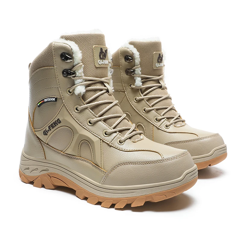 Winter High Quality Black Boots for Men Outdoor Waterproof Wear-Resistant Snow Boots Non-slip Warm Hiking Boots