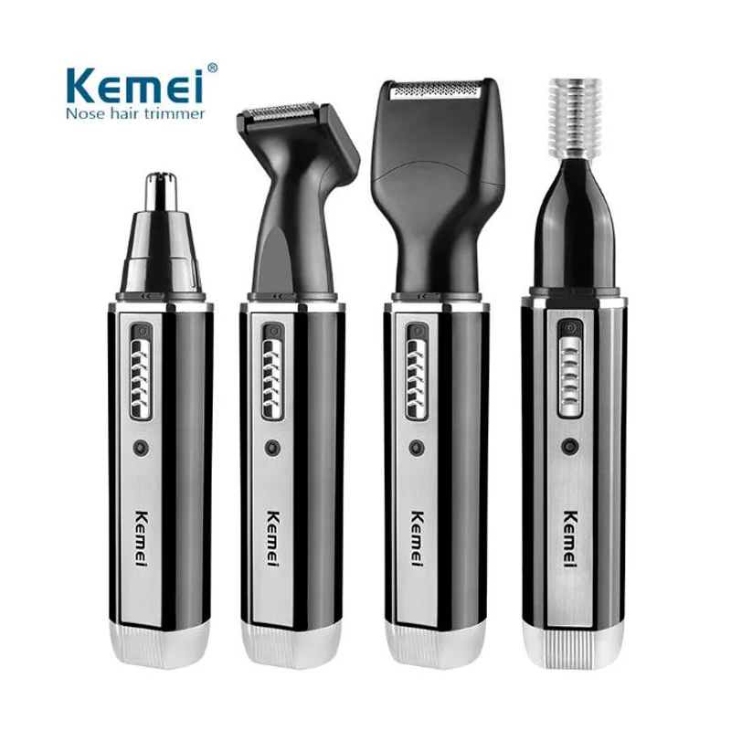 Kemei KM-6630 4 in 1 Rechargeable Painless Eyebrows Beard Hair Clipper Cut Shaver Men Electric Ear And Nose Ear Hair Trimmer