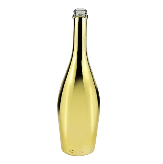 High quality fashionable empty Gold Electroplated Champagne Glass Bottle 750ml