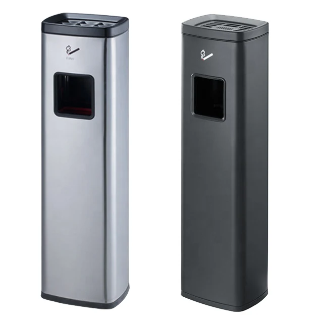 China Supply Ashtray Smoking Stand,  Outdoor Stainless Steel Ashtray with  Trash Can Manufacturer for Hotel Spaces