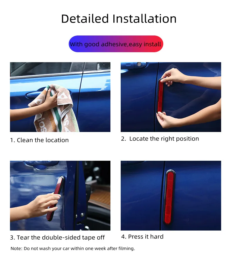 Auto Accessories Safety High Visibility Car Reflective Strips Stickers For Body Rim Bumper