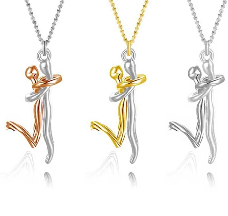 Unique  hug couples necklace love hug necklace