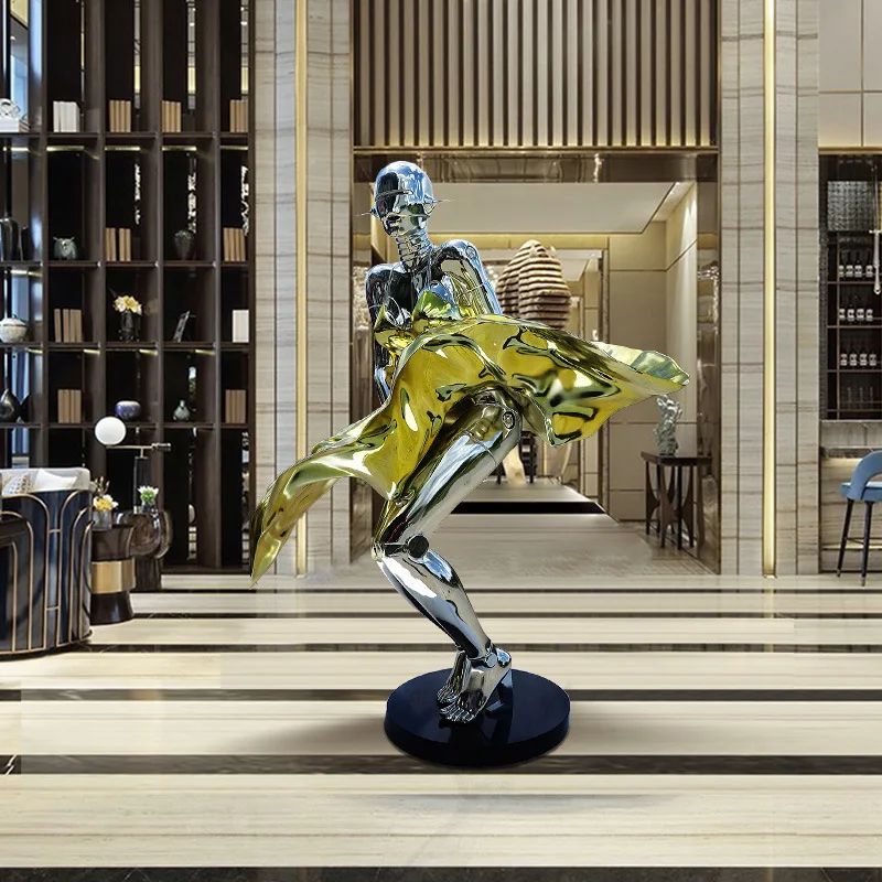 Resin Robot Statues Outdoor Garden Decoration Fiberglass Sculpture Decoration For Mall Center Office Themed Club Bar Hotel