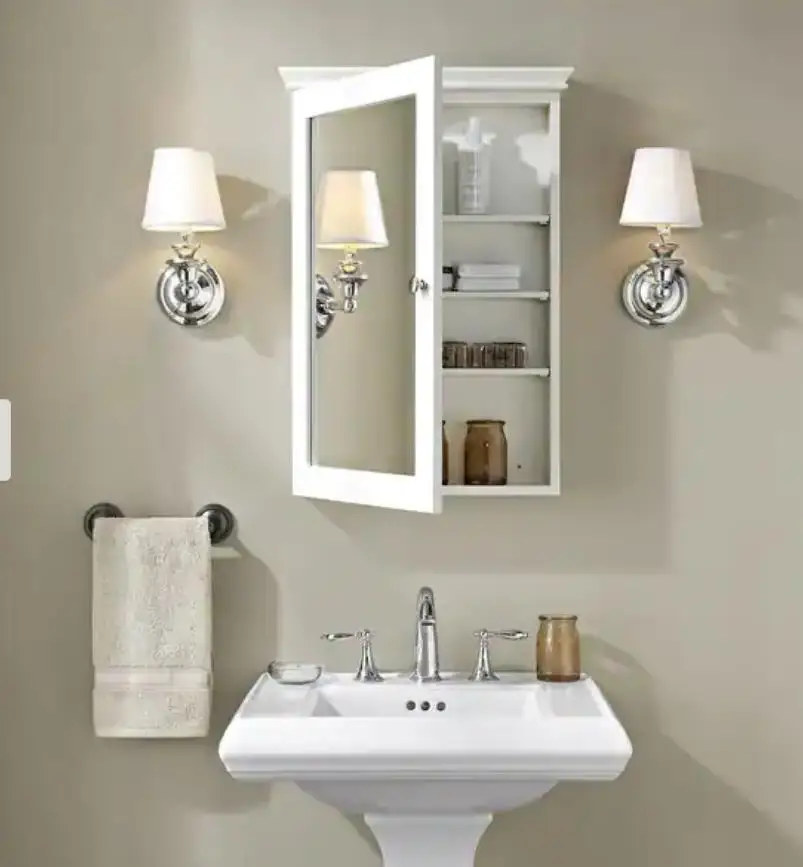 Custom design  Wall Mounted Bathroom Cabinet Bathroom Shelf Organizer Wall Hanging Adjustable height Wood Bathroom Cabinet