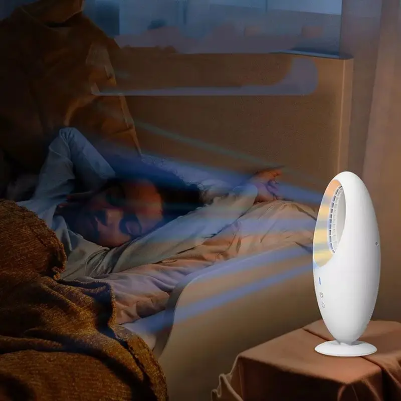 2023 new desktop leafless fan home lamp two-in-one leafless fan mute automatic mini rechargeable electric fan