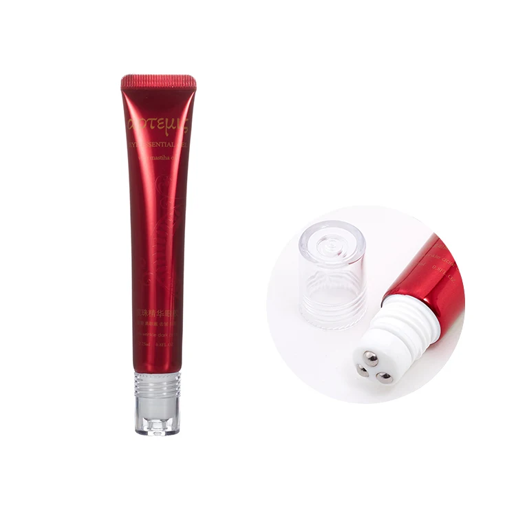 Cosmetic Packaging 15ml 20ml 30ml Roller Ball Eye Cream Tube With Stainless Steel Applicator