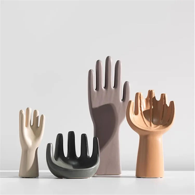 Nordic design modern home living room decoration piece hand shape art craft ornament ceramic home decor