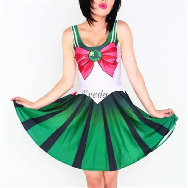 (Top Sell) Hot Halloween Sailor Moon Cosplay Anime Costume Dress Sling Big Swing Skirt Sailor Moon Sleeveless Summer Dress