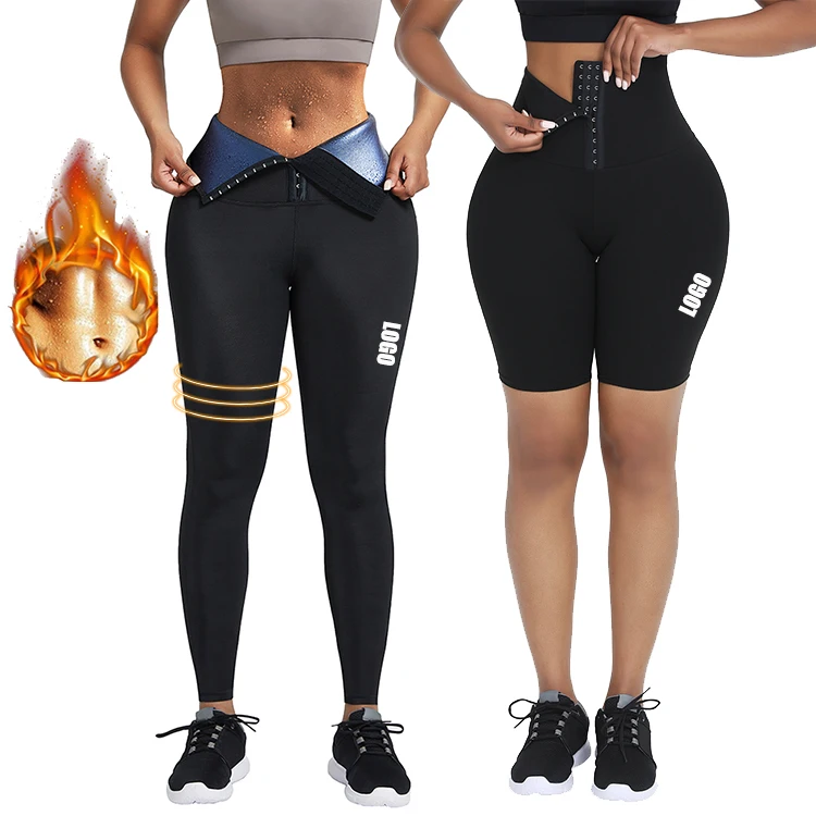 
Custom Logo Women Sweat Pants High Waist Fat Burning Tummy And Thigh Shaper Neoprene Waist Thigh Shaper Butt Lifter Yoga Pants 
