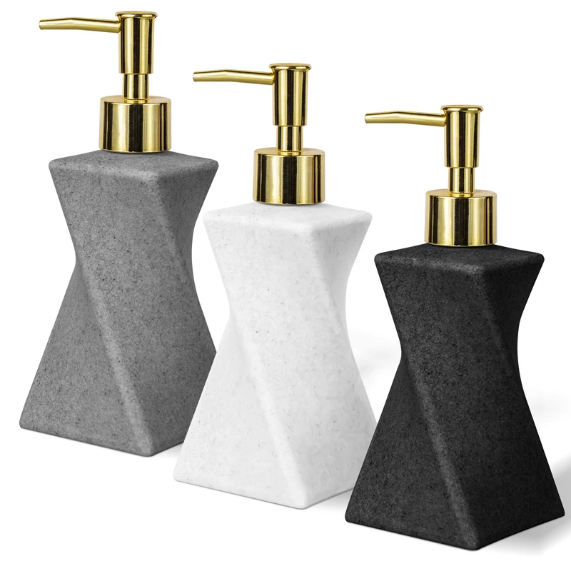 New wholesale custom hand soap dispenser bottle set nordic matte black gold white amber clear crystal for shower gel shampoo