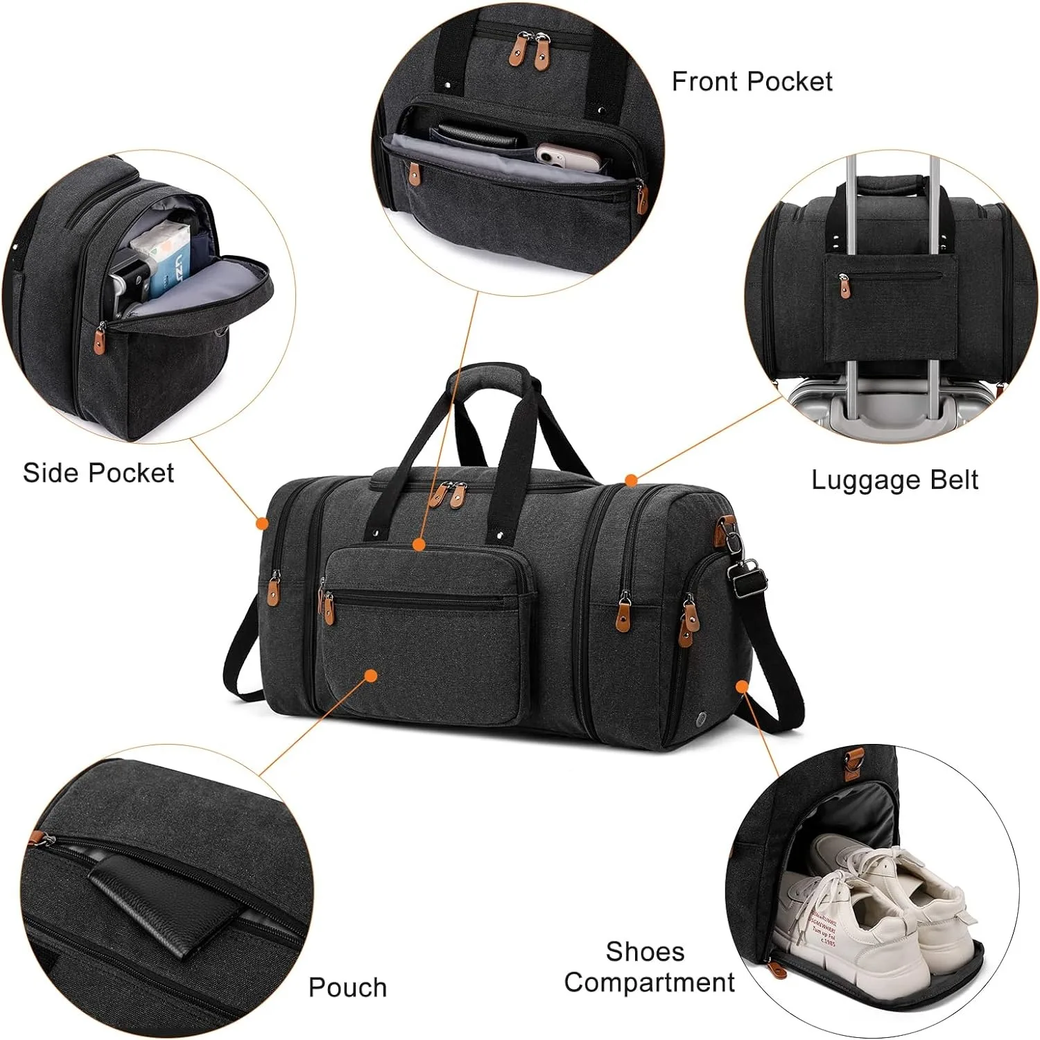 OEM ODM Large Capacity 40L Durable Lightweight Black Sport Gym Travel Duffle Bag Shoe Bag