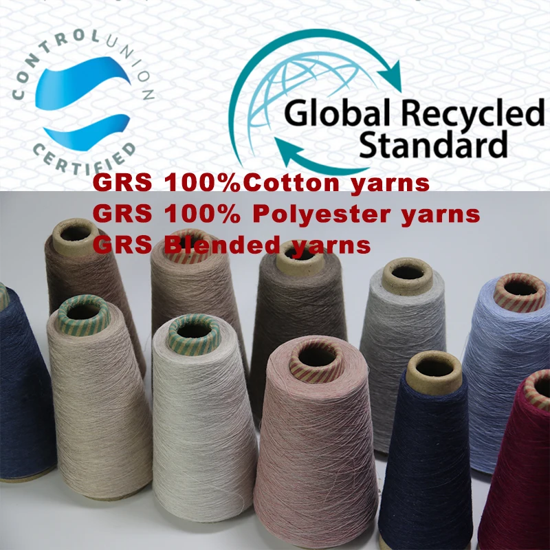 2020 regenarated recycled cotton and polyester certificated GRS yarn suppliers