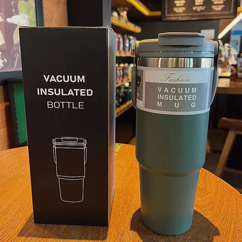 Wholesale 600ml 900ml  student flip straw tumbler double walled Vacuum Insulated Water Bottle for Dye Sublimation Heat Press