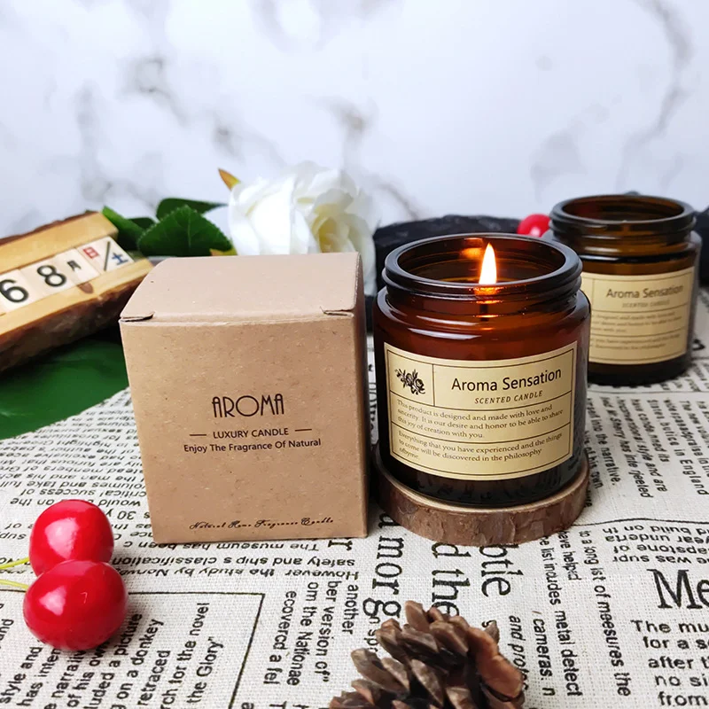 Scented candle brown cup small brown bottle home bedroom sleep fragrance gift plant essential oil souvenir
