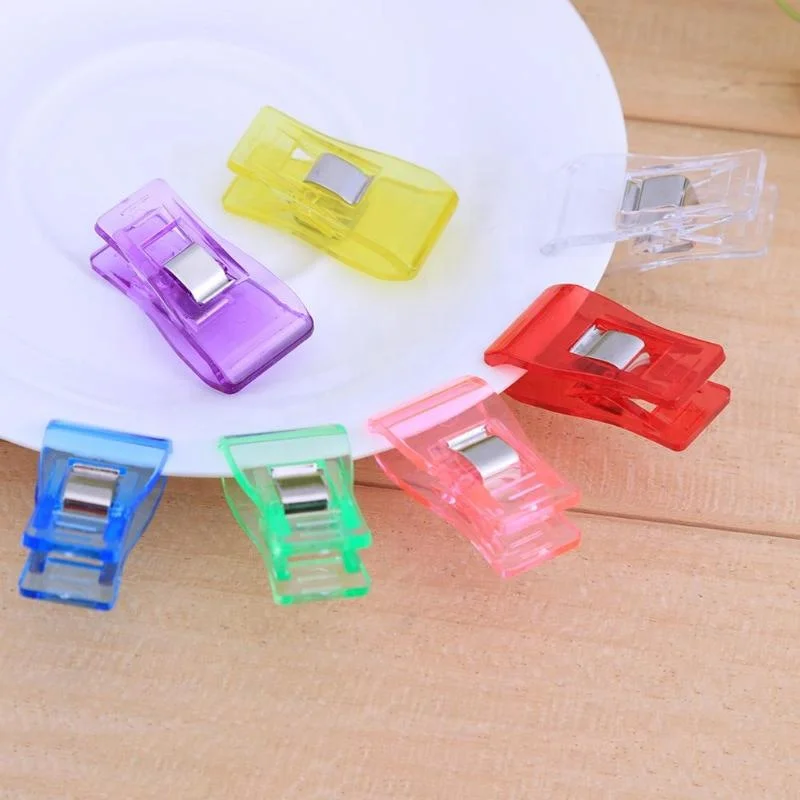 RTS 100pcs/Bottle Colorful Plastic Fabric Clip For Sewing Patchwork Clothes Sewing Clips