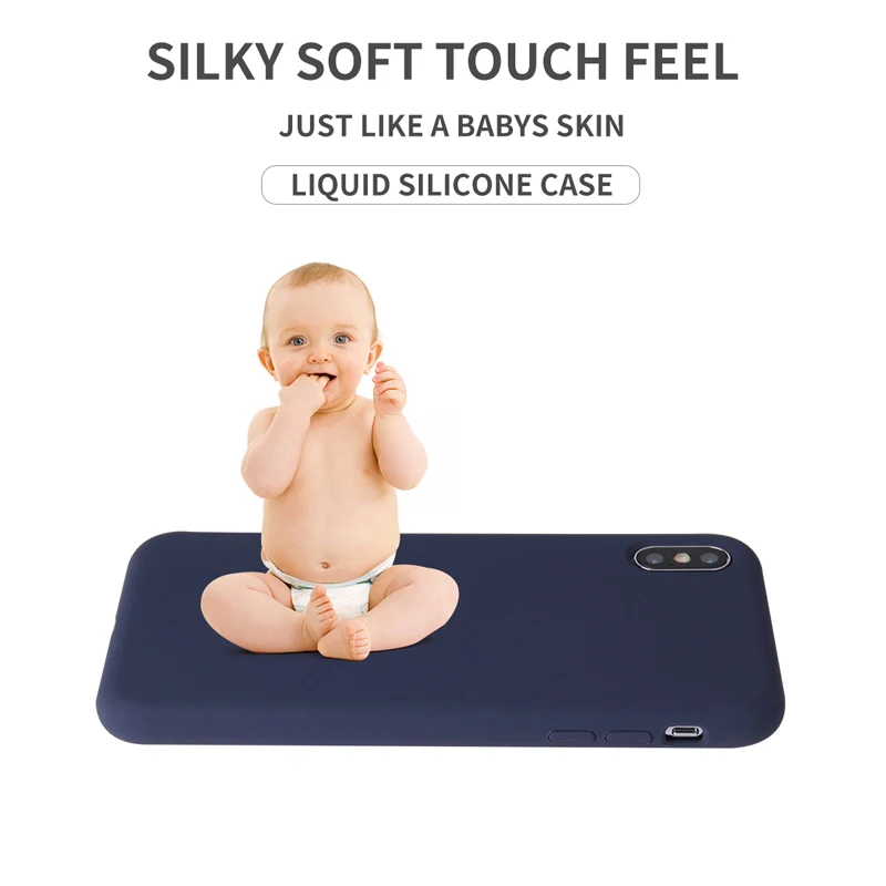Black Phone Case For iPhone X Case Genuine Liquid Silicone Back Cover Phone Shell For iPhone 6/7/8/Xs Max Rubber Case