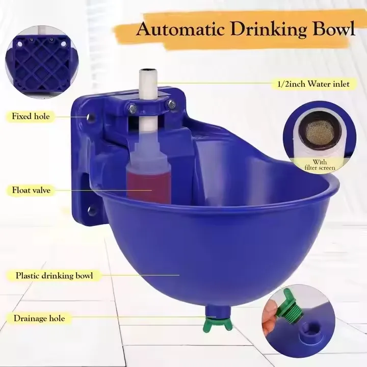 Livestock Drinking Water System Pig Cow and Sheep Automatic Plastic Drinking Bowl With Float Animal Pet Blue Drinking Trough