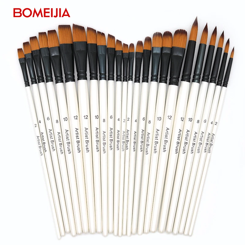 6pcs Acrylic Paint Painting Brush Nylon Wool Watercolor Brush Set Art Oblique Peak