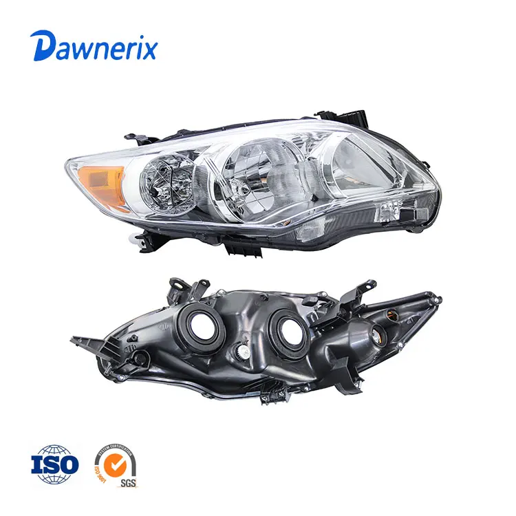 Headlight Assembly for 11-13 Toyota Corolla Clear Lens 1 Pair Headlamps Chrome
