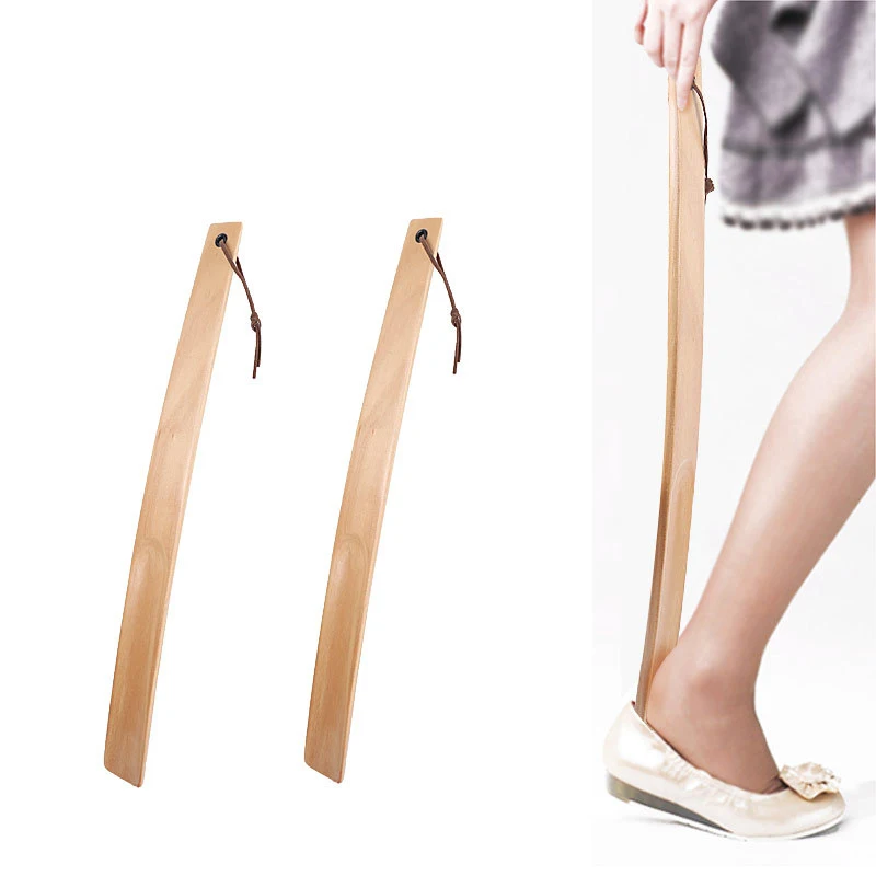 Натуральный Деревянный рожок для обуви с длинной ручкой