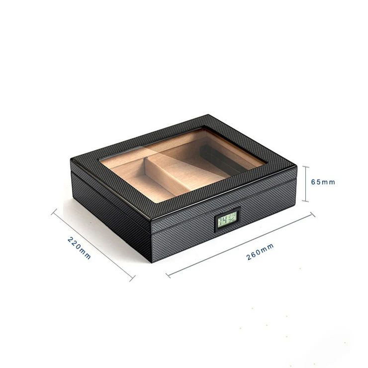 Portable Wooden Cigar Humidor With Glass Top Cigars Storage Box Cedar Wood Cigar Humidor