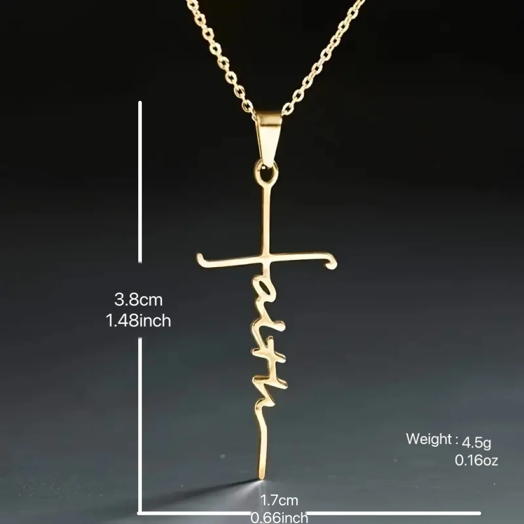 Fashion Cross Metal Faith Inspirational Pendant Necklace Simple Gold Silver Necklace For Women Accessories Gifts