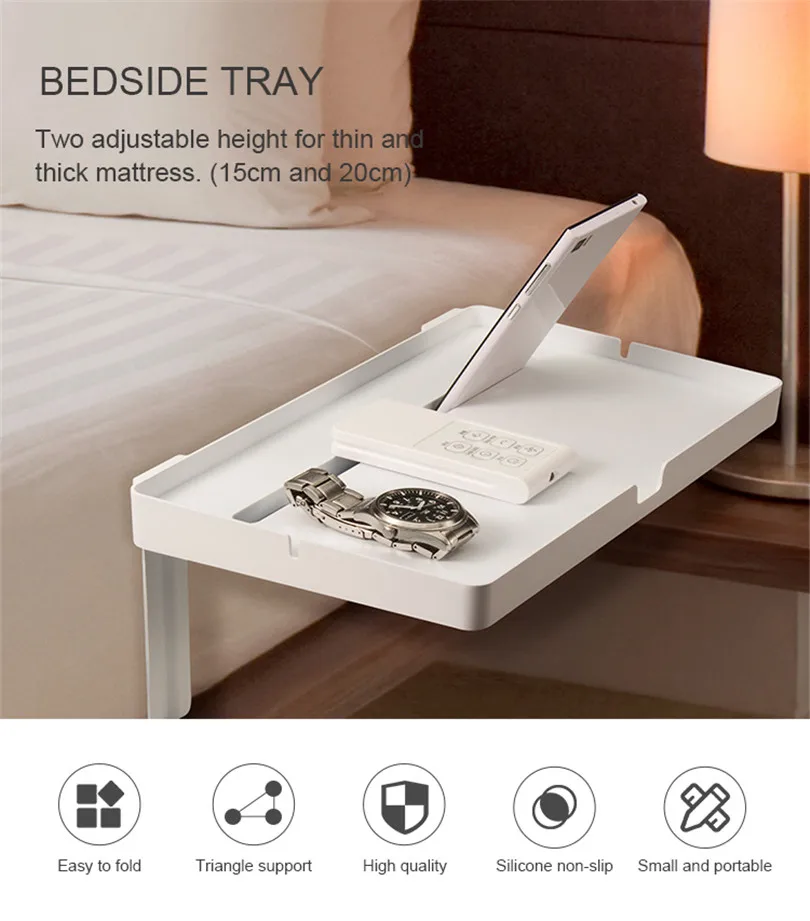 Space Saving Bedside Storage Foldable Bedside Plastic Shelf